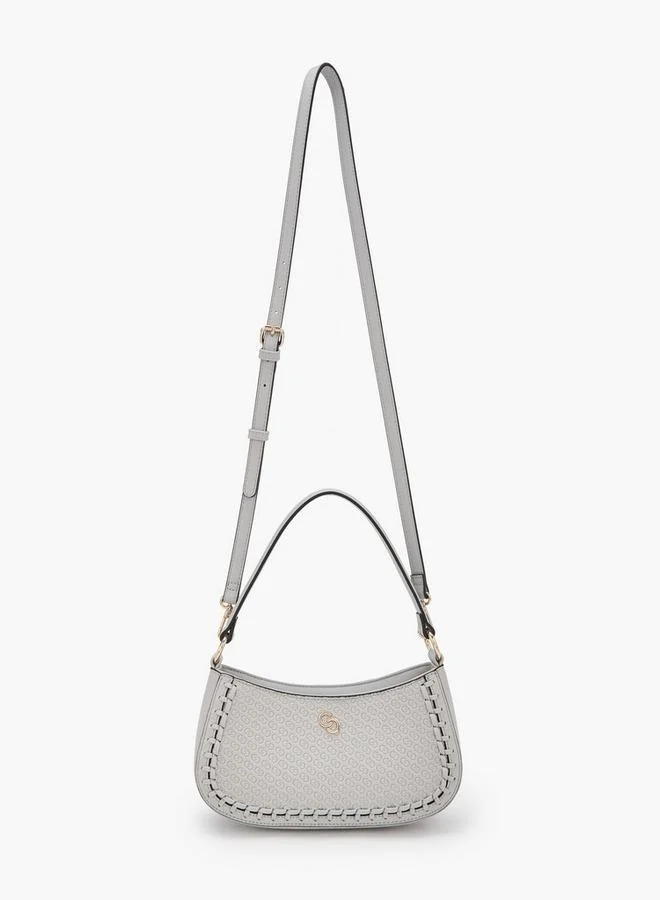 Celeste GREY Monogram Embossed Shoulder Bag With Zip Closure for Women | Best Price UAE