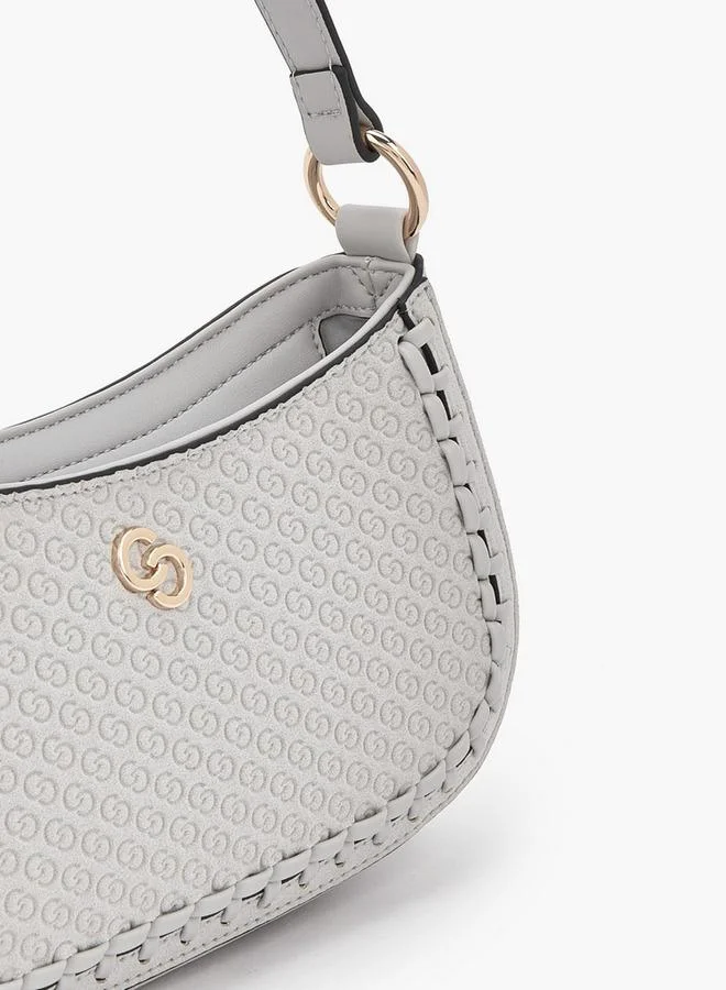 Celeste GREY Monogram Embossed Shoulder Bag With Zip Closure for Women | Best Price UAE