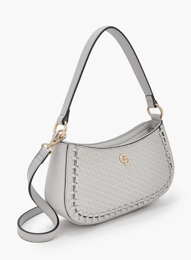 Celeste GREY Monogram Embossed Shoulder Bag With Zip Closure for Women | Best Price UAE
