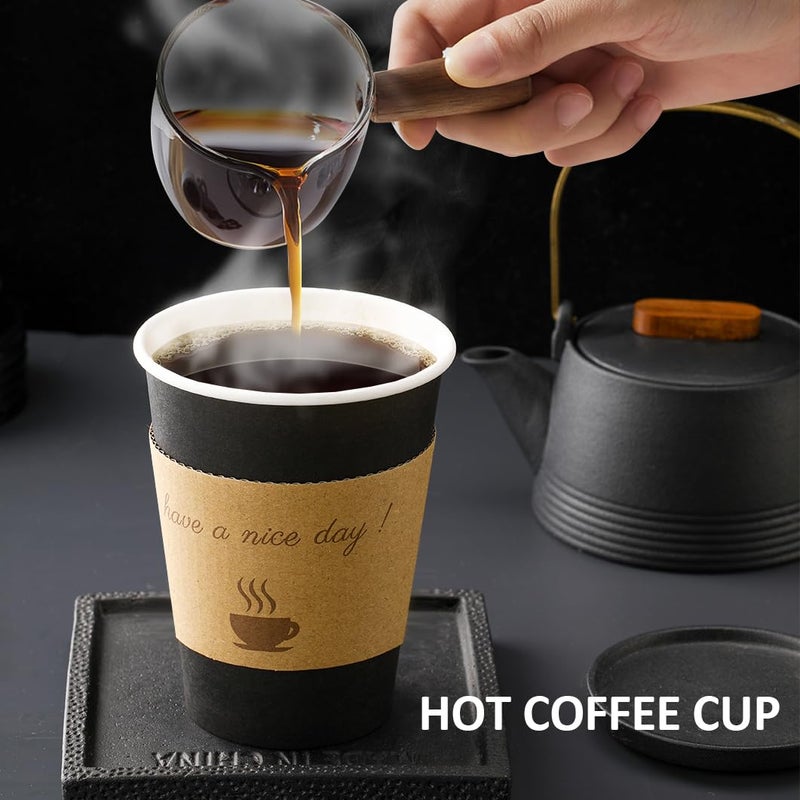 BYSNOW 100 pack 12 oz Thickened Coffee Cups with Lids, Scald Resistant Hot Cups with Sleeve and Straw, To Go Coffee Cups for Home, Office, Cafes and Party (Black 12oz) - Image 5