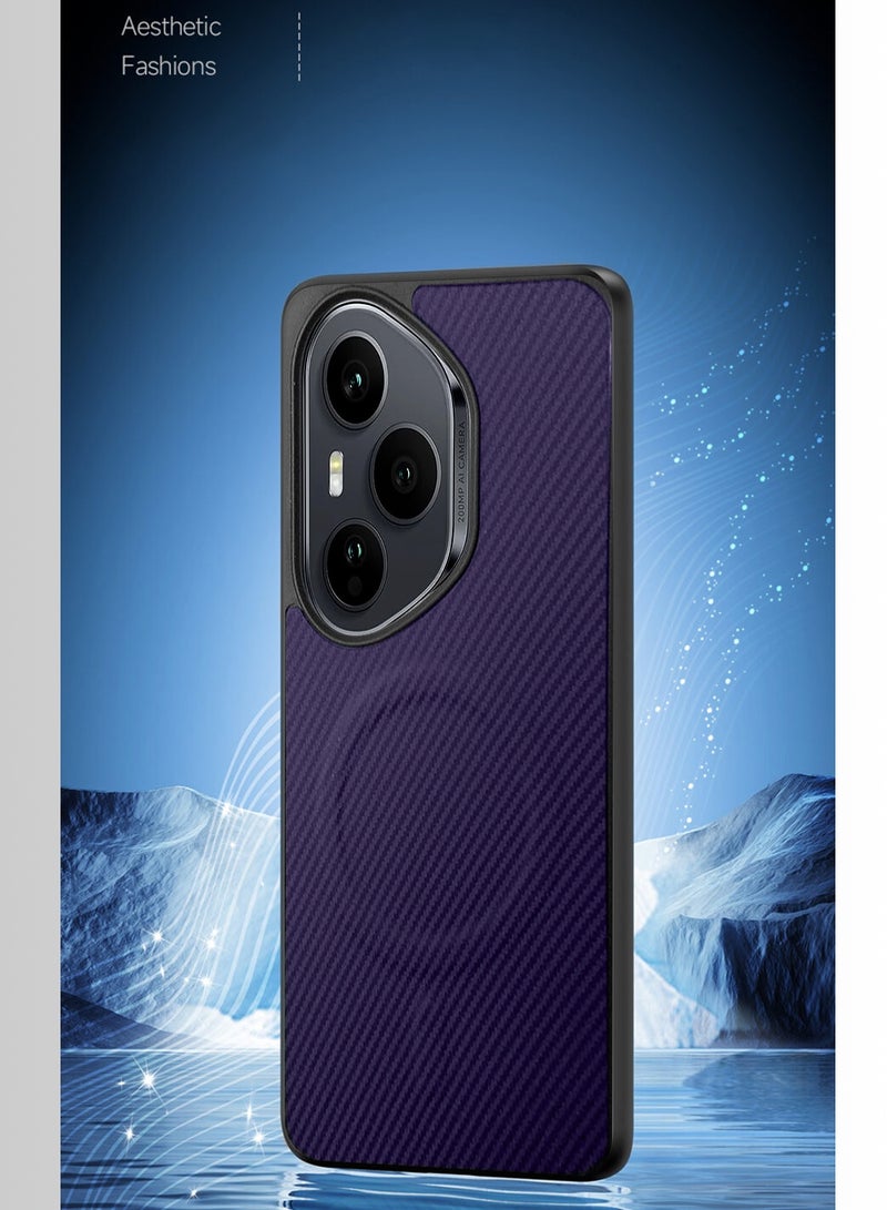 Wtech Honor 400 Pro 5G 2025 Soft Silicone Carbon Fiber Magsafe Protective Back Case Cover (MCFPSN) - Eggplant Purple - Image 4