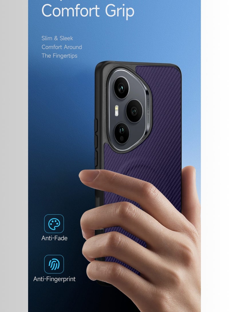 Wtech Honor 400 Pro 5G 2025 Soft Silicone Carbon Fiber Magsafe Protective Back Case Cover (MCFPSN) - Eggplant Purple - Image 2