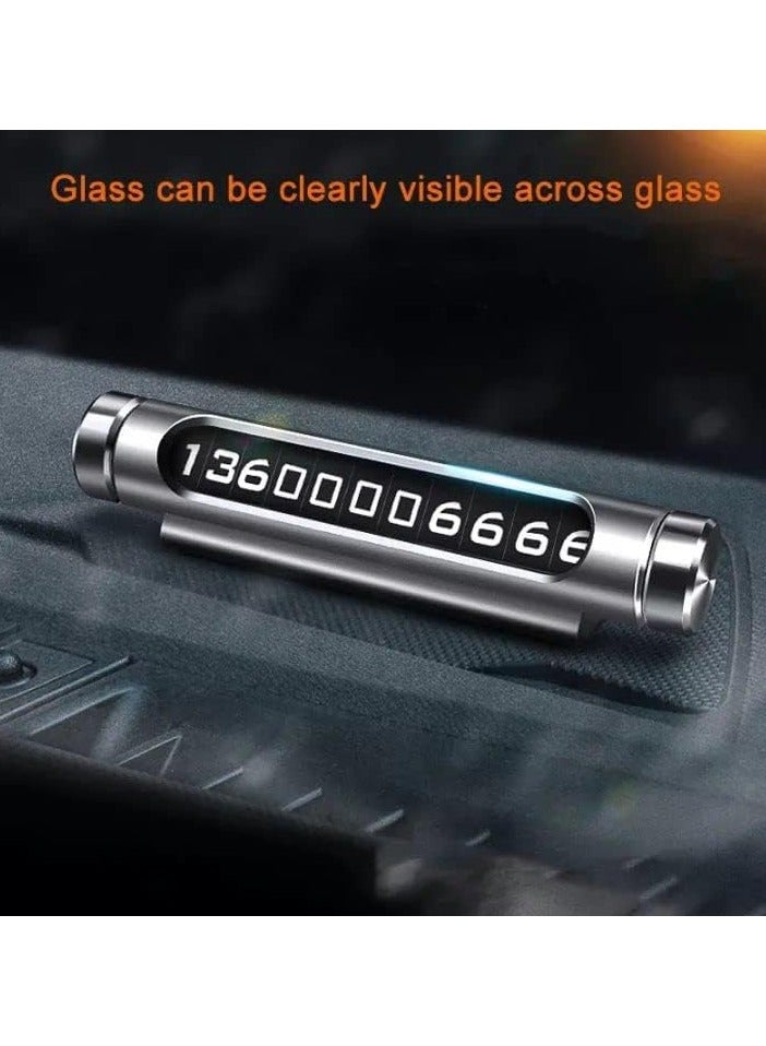 REBENUO Luminous Car Temporary Parking Card Rotatable Telephone Number Plate Car Temporary Stop Sign Telephone Number Plate.(Black) - Image 2