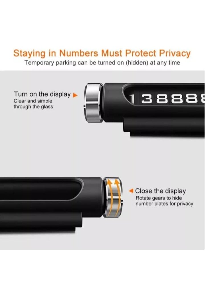 REBENUO Luminous Car Temporary Parking Card Rotatable Telephone Number Plate Car Temporary Stop Sign Telephone Number Plate.(Black) - Image 3