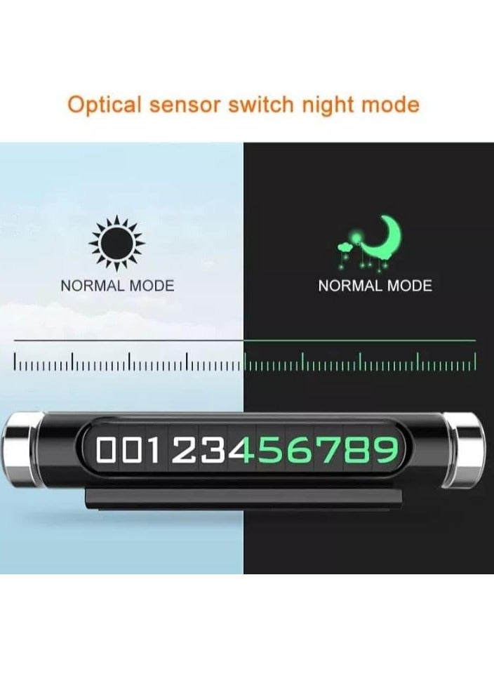 REBENUO Luminous Car Temporary Parking Card Rotatable Telephone Number Plate Car Temporary Stop Sign Telephone Number Plate.(Black) - Image 5