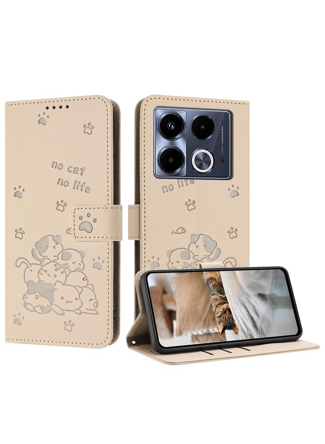 اس-توب جراب لهاتف Infinix Note 40 5G، جراب جلدي منقوش عليه صورة قطة صغيرة مع حبل - Image 1