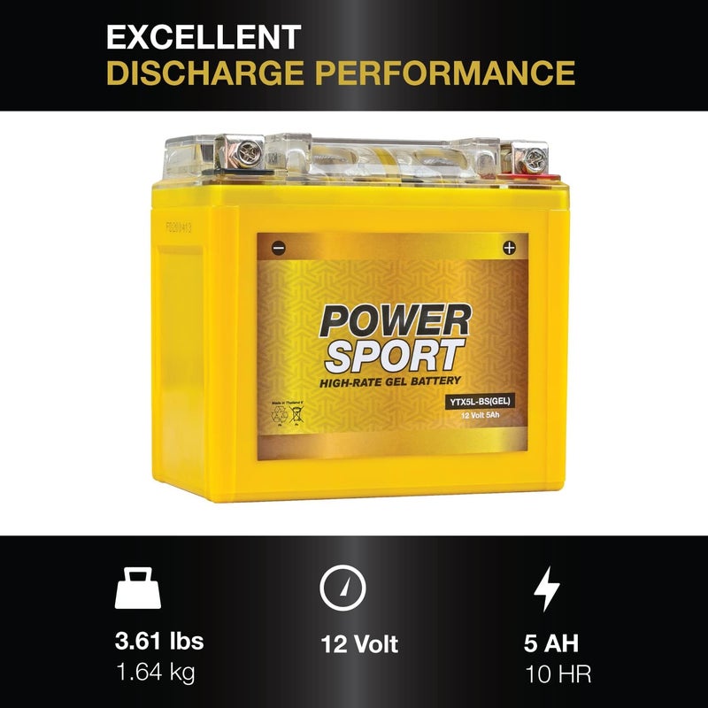ExpertPower YTX5L-BS VRLA GEL Battery Replacement (5Ah, 12V, Sealed) Maintenance Free Battery - Image 2