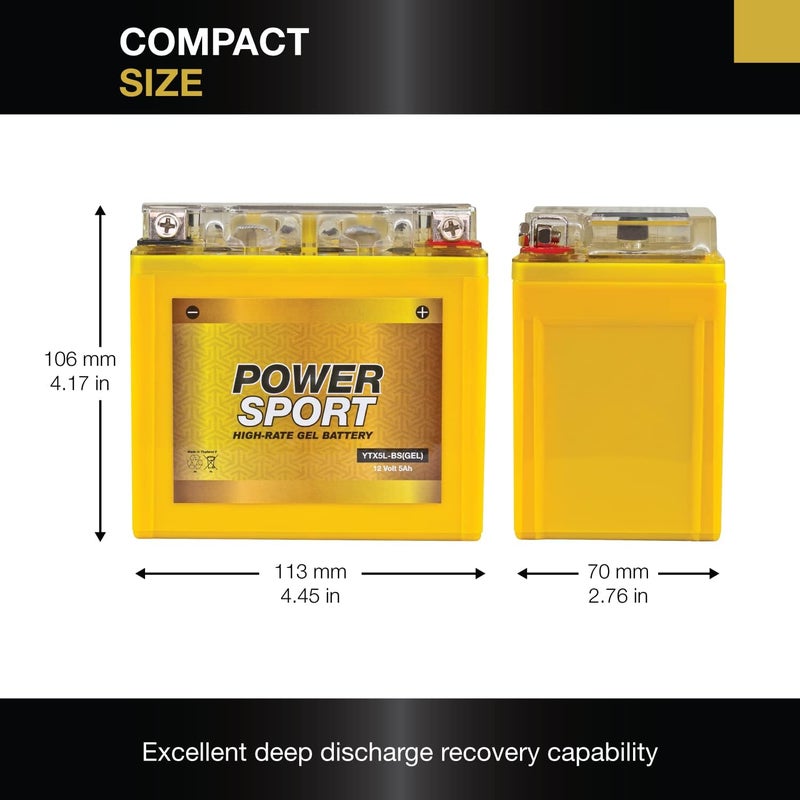 ExpertPower YTX5L-BS VRLA GEL Battery Replacement (5Ah, 12V, Sealed) Maintenance Free Battery - Image 5