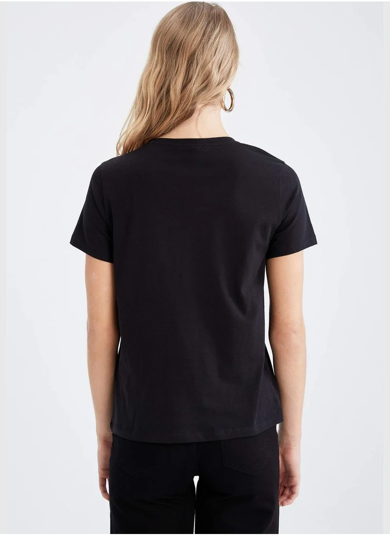 DeFacto Regular Fit Short Sleeve Slogan Print T-Shirt