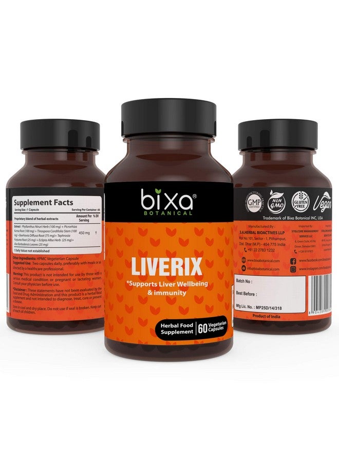 bixa BOTANICAL Liverix Capsules, Guduchi (Giloy), phyllanthus niruri, Kutaki Extract | 60 Veg Capsules (450mg) - Image 2