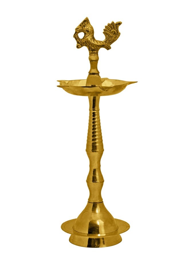 SATVIK STORE SATVIK 11.5 بوصة 2 قطعة من النحاس النقي الطاووس كيرالا ساماي بوجا ديا النحاس التقليدي Kutthu Vilakku مصباح الزيت بوجا 1 خطوة دييا تصميم منقوش قابل للتعديل ديباك بوجا الهندي هدية العودة لمنزل جديد - Image 4