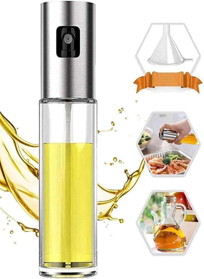 ELECDON Oil Sprayer for Cooking, 100ml Olive Oil Spray Bottle, Portable Glass Oil Mister for BBQ, Air Fryer, Baking, Roasting, Grilling, Refillable, Food Safe Oil Vinegar Mister, Kitchen Gadgets