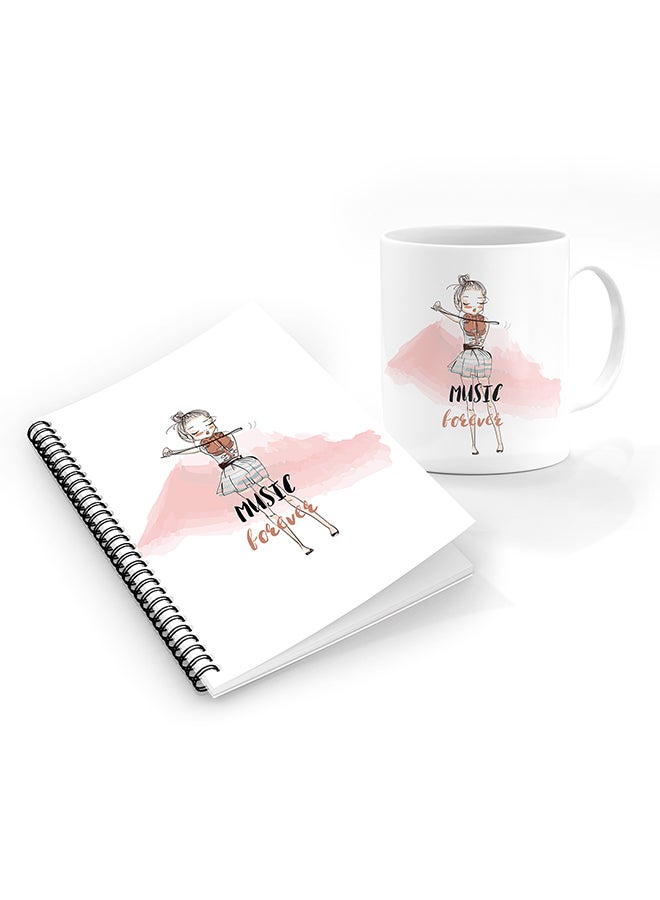 Stylizedd Designer Printed Coffee Mug + A5 Spiral Notebook Memo Notepad Journal Personalised Combo Gift Set MusicForever