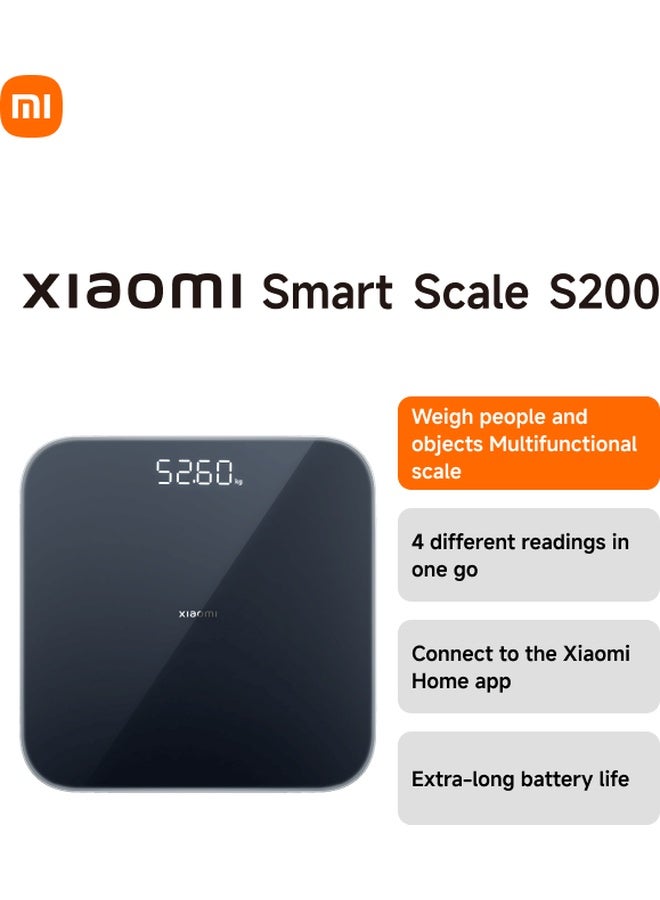 Xiaomi Smart Scale S200, Digital Bathroom Scale with Bluetooth, 150kg Capacity, Dark Grey MJTZC02YM Dark Grey - Image 1