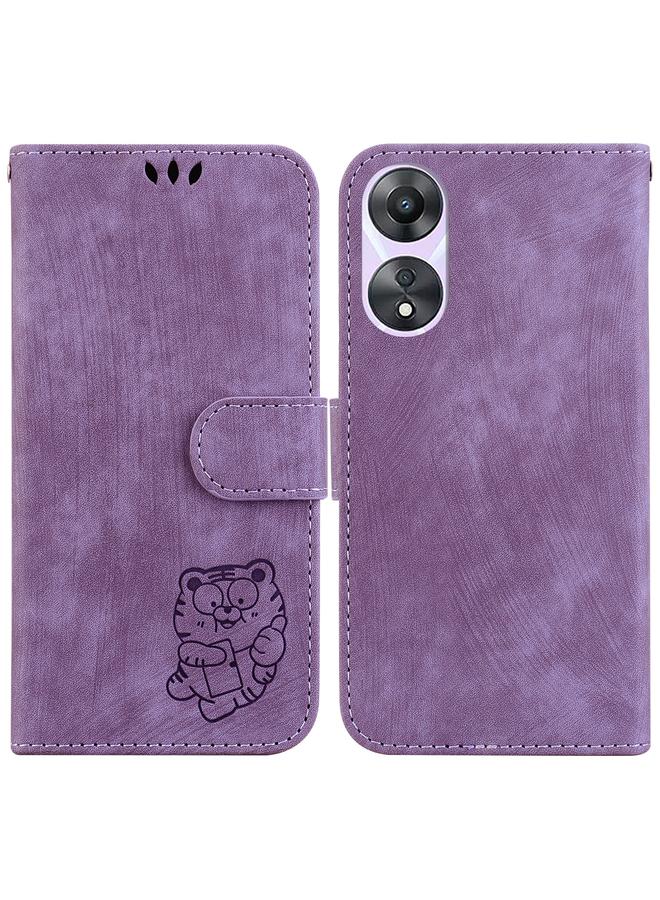 اس-توب جراب لهاتف OPPO A58 4G، جراب جلدي منقوش عليه نمر صغير - Image 1