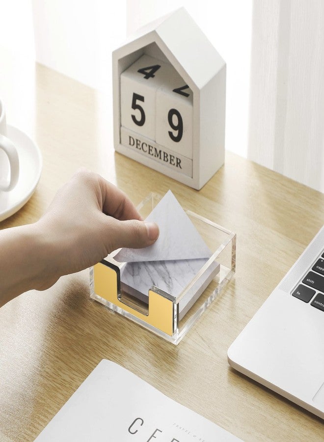 MultiBey Gold Sticky Note Holder and Magnetic Paperclip Dispenser Set, 100Pcs Paper Clips Included, Acrylic Memo Notepad Holder Gold Desk Accessories for Office Home & School - Image 3
