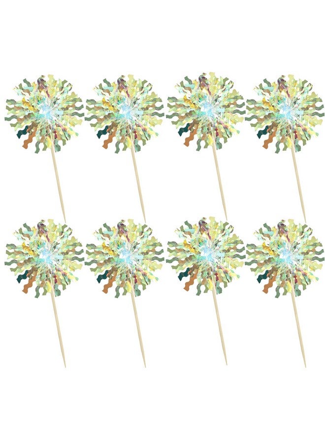 Ephlyn 30Pcs Foil Firework Cupcake Toppers Sparkle Tinsel Cupcake Picks Firework Cake Decorations Cocktail Food Fruit Toothpicks for Baby Shower Graduation Party Supplies White - Image 3