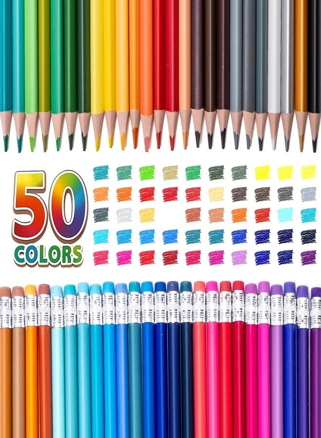 Ouksma Pre-sharpened Colored Pencils with Erasers, Erasable Color Pencils, Drawing Pencil, Art Pencil for School Supplies, Drawing Supplies (50 Colors) - Image 4