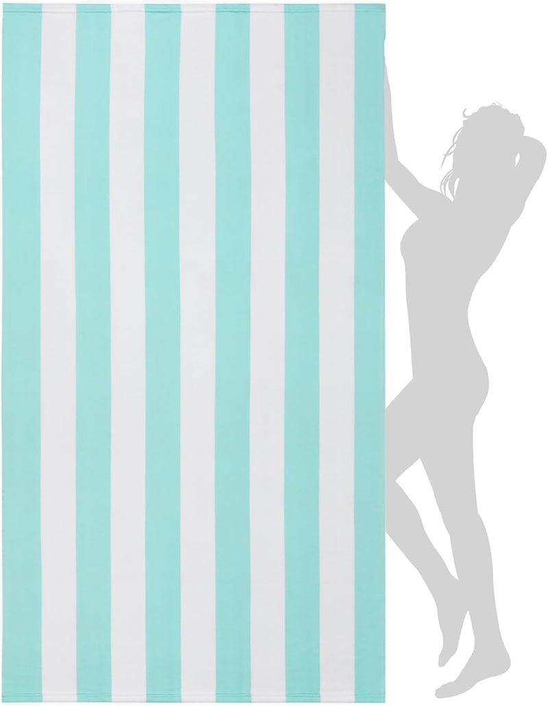 WILFA Extra Large Beach Towel - Oversized Mircofiber Towel 40'' x 70'', XL Striped Lightweight Pool Towel, Big Cabana Swim Travel Towel for Adults Mens Women,Aqua - Image 1
