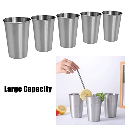 CAMBUY Stainless Steel Cups 18 oz Unbreakable and Reusable Drinking Cups Eco-Friendly Healthy Tumbler Set for Milk Juice and Water Dishwasher Safe (5Pcs) - Image 4