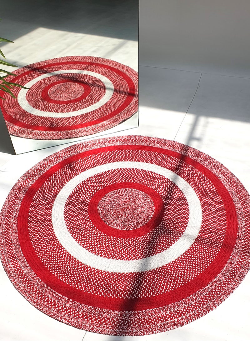 Ramsha HandMade Cotton rug soft and durable  BR-005 red and White round rug for bedroom,living room carpet. - Image 1