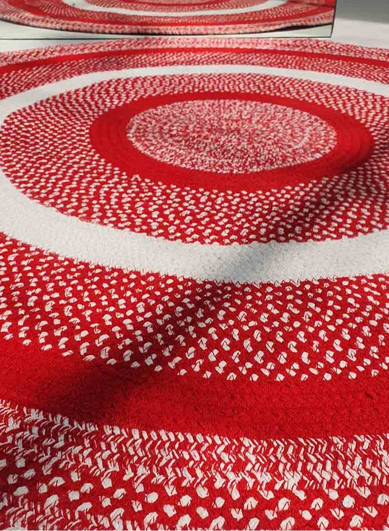 Ramsha HandMade Cotton rug soft and durable  BR-005 red and White round rug for bedroom,living room carpet. - Image 5