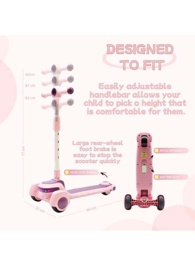 EASY FUTURE Kids Scooter with Sound, Foldable Design, Height-Adjustable Handle, LED PU Wheels & Rear Brake – Ideal for 3–8 Years Including Protective Gear Set - Image 3