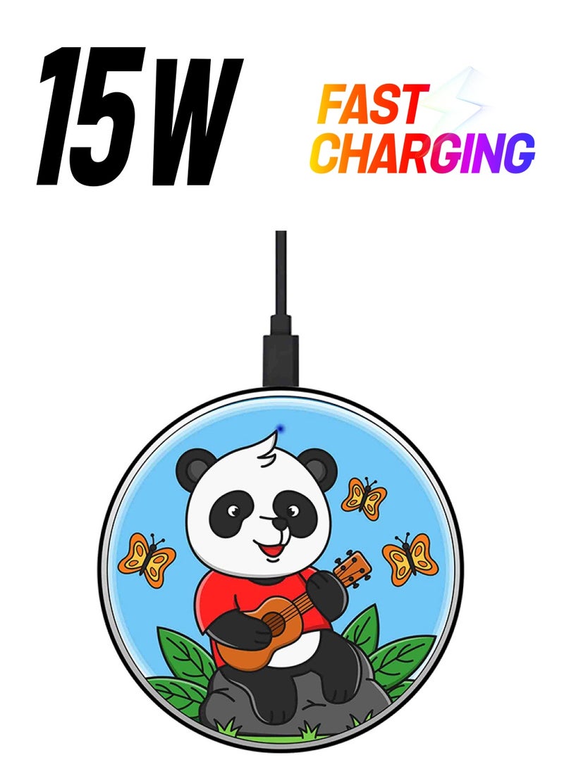 Theodor Panda Printed Fast Wireless Charger With USB Cable Multicolour - Image 1
