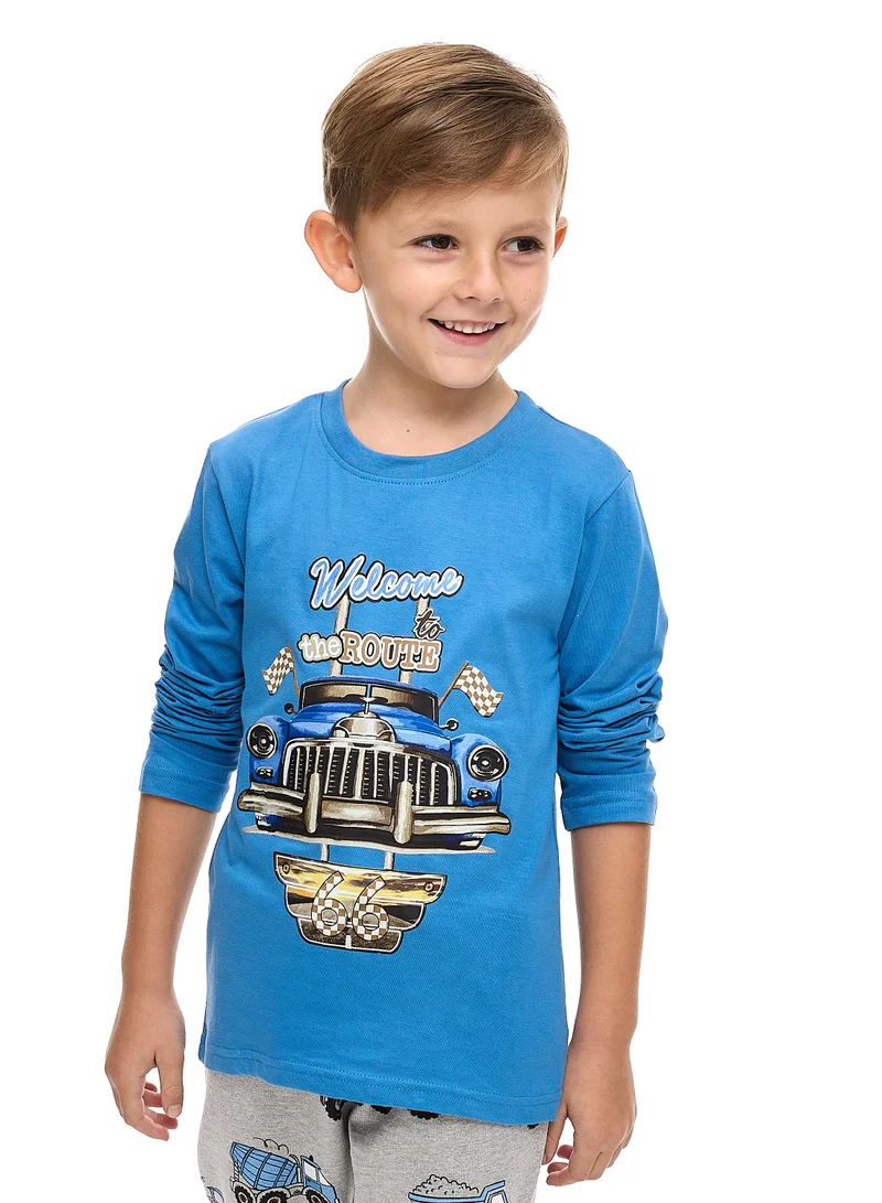 victor and jane Boys' Blue Long Tee (2 - 8yrs)