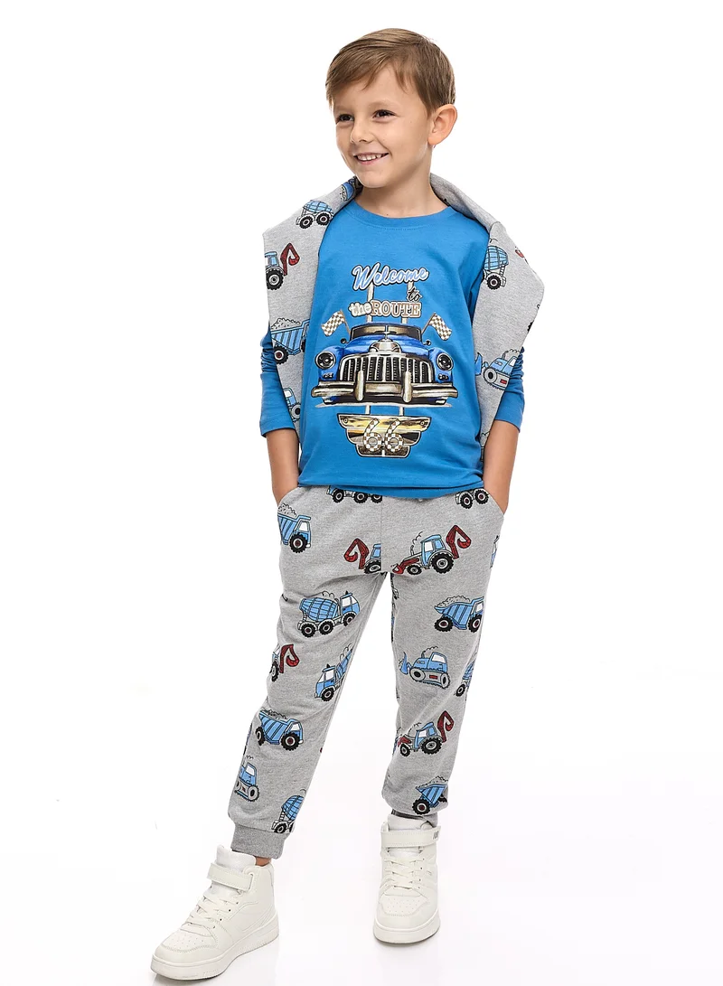 فكتور اند جين تي شيرت أزرق طويل للأولاد (2 - 8 سنوات)