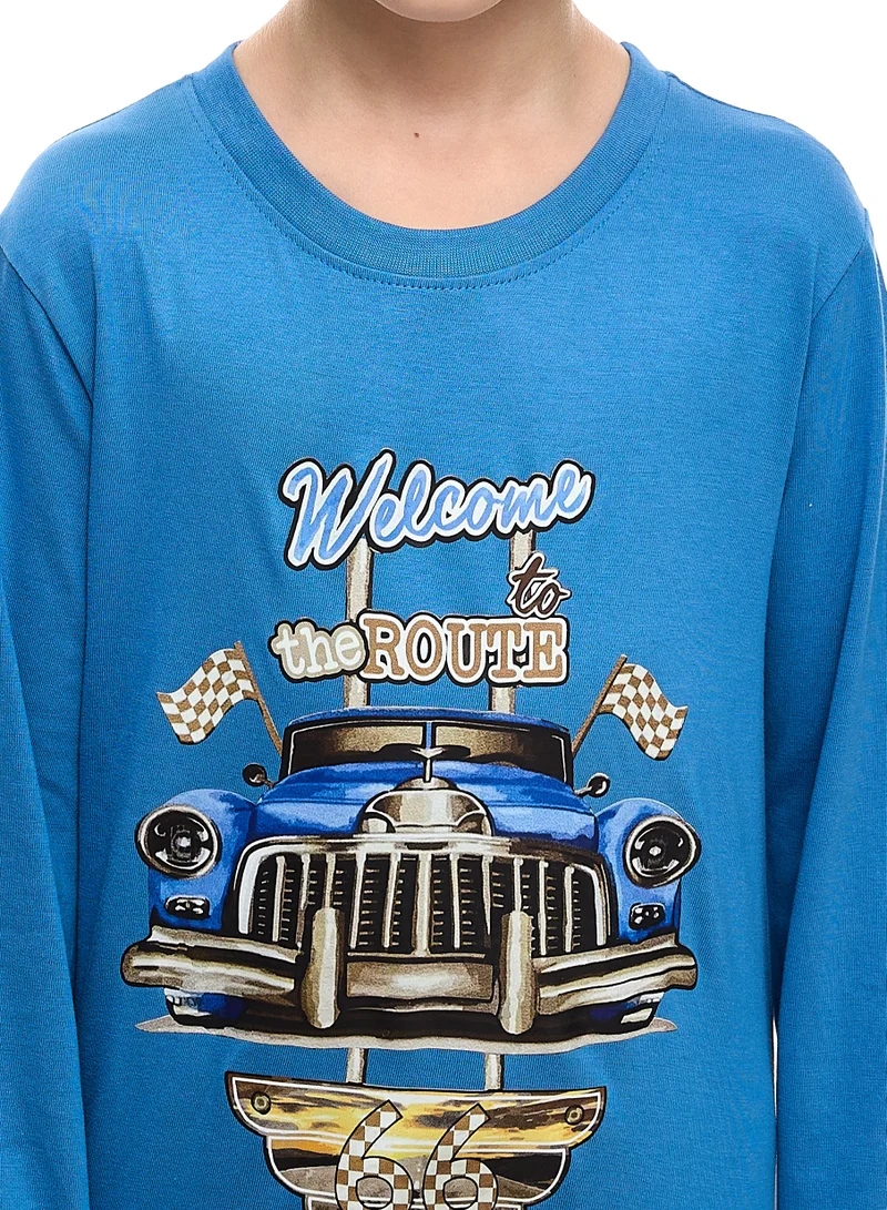 فكتور اند جين تي شيرت أزرق طويل للأولاد (2 - 8 سنوات)