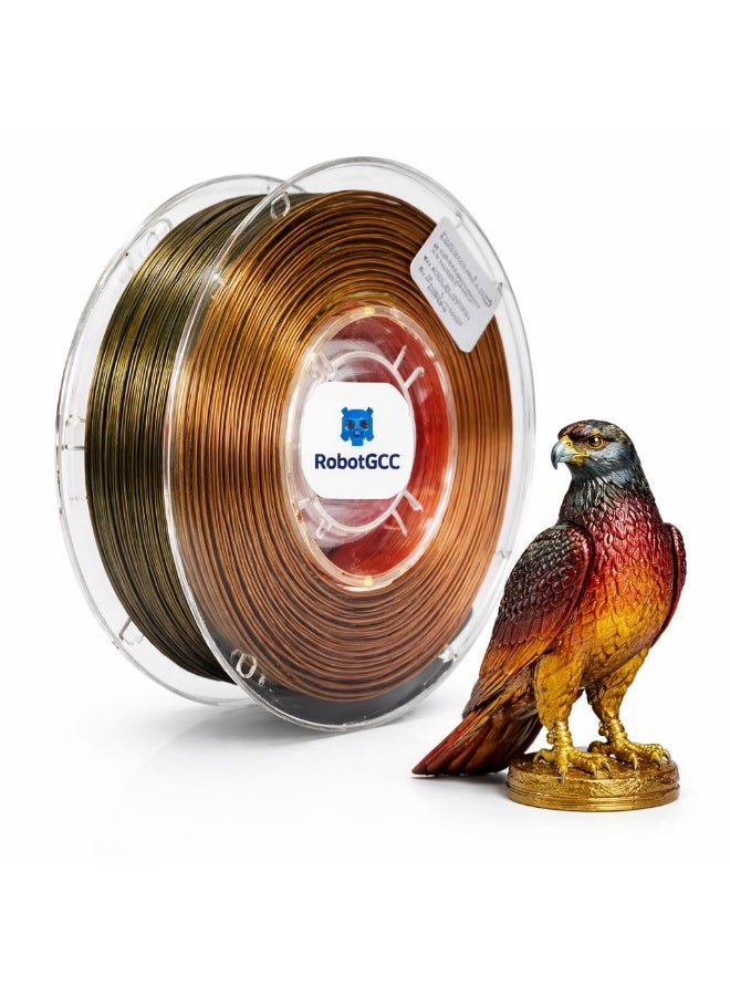 robotgcc PLA Silk Black Red Gold 3D Printer Filament 1.75mm Triple Color Silk PLA Printing Material Glossy Metallic Finish Smooth Extrusion Low Warping FDM Filament for Luxury Models Art Sculptures Decorative Prints and Creative Design - Image 1