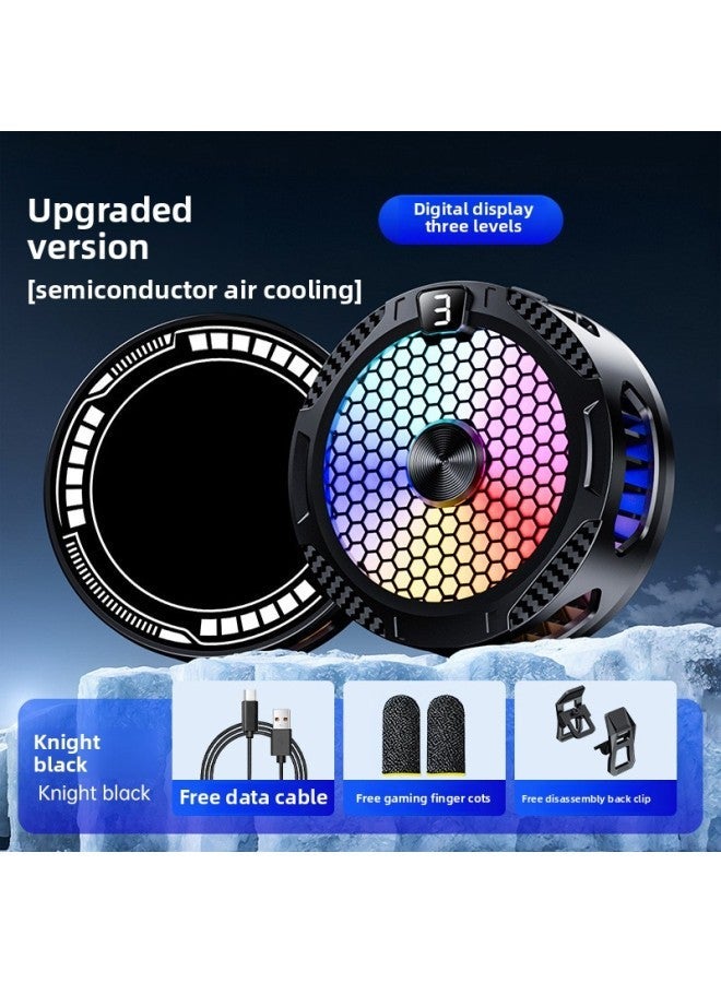 Mobile Phone Radiator Mute Semiconductor Magnetic Tablet Cooling Artifact Refrigeration Live Electric Competition Universal Game Essential-Color:【upgraded Version】 Sr09 Black + Three-speed Digital Display Suction - Image 1