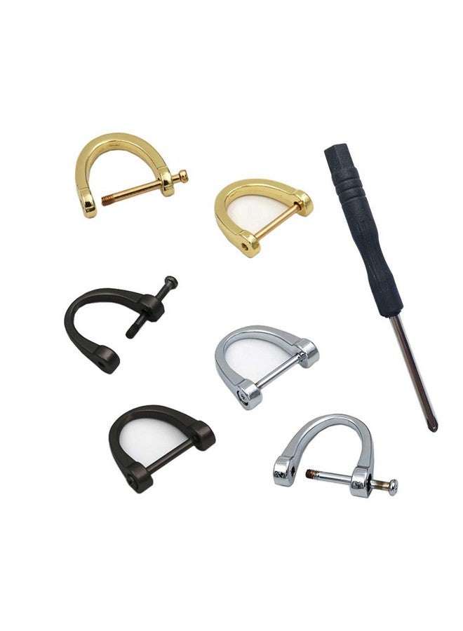 ليزنيرزم 6 قطع من حلقات D ذات مسمار في القيد 24 مم مشبك حدوة حصان على شكل حدوة حصان حلقة D على شكل D حلقة معدنية قابلة للقفل مفك براغي واحد للاستخدام في صناعة الجلود اليدوية واستبدال المحفظة - Image 1