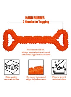 MAJIBAO Rubber chew toy with Handles, 33 cm Interactive chew toy for Dental health, Aggressive breeds, and Tug of War toy, Bone-shaped, Non-toxic rubber toy, long-lasting pet toy and Easy to carry (Orange)  - Image 3