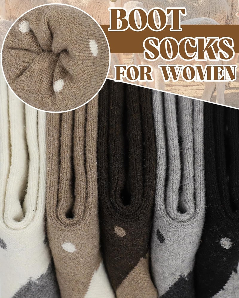 YSense Womens Wool Socks, Winter Boot Socks Stocking Stuffers Gifts for Women Men Warm Crew for Hiking - Image 5
