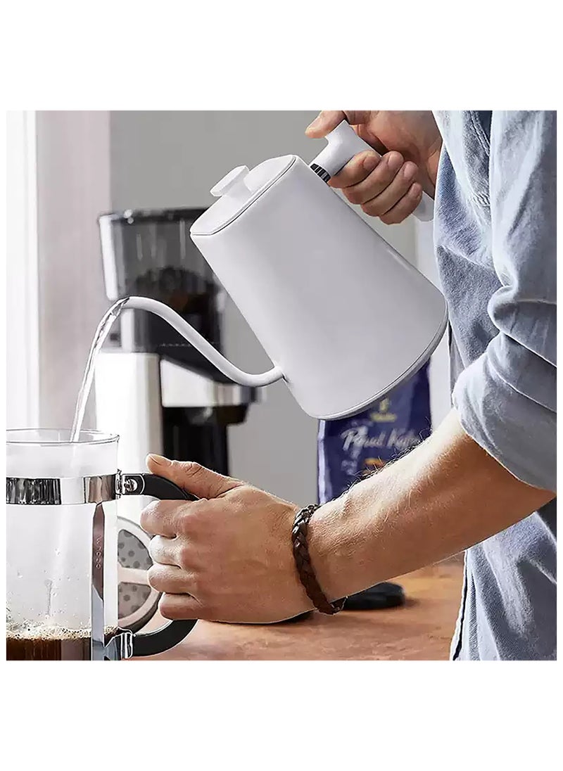 KADRAMA 1000 mL Electric Gooseneck Kettle, Pour Over Kettle for Coffee and Tea, 1200W Rapid Heating,Temperature Control with Digital Display , 304 Stainless Steel, Keep Warm Function, White  - Image 5