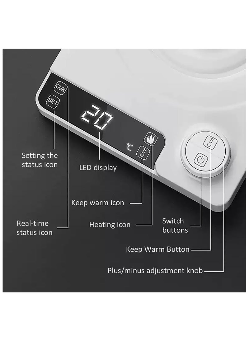 KADRAMA - 1000 mL Electric Gooseneck Kettle, Pour Over Kettle for Coffee and Tea, 1200W Rapid Heating,Temperature Control with Digital Display , 304 Stainless Steel, Keep Warm Function, White - Image 1