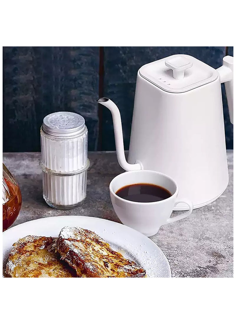 KADRAMA - 1000 mL Electric Gooseneck Kettle, Pour Over Kettle for Coffee and Tea, 1200W Rapid Heating,Temperature Control with Digital Display , 304 Stainless Steel, Keep Warm Function, White - Image 1