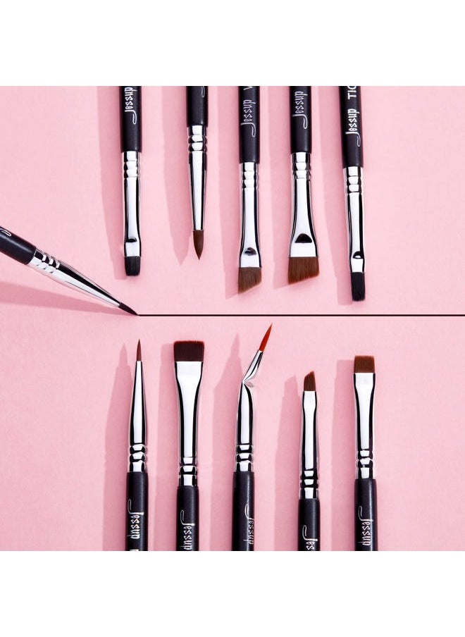 Jessup - Eyeliner Brush Set, Professional Eye Liner Makeup Brushes 11pcs, Angled Flat Definer Ultra Fine Bent Pencil Point Eyeliner Brushes for Precision Liner, T324 - Image 1