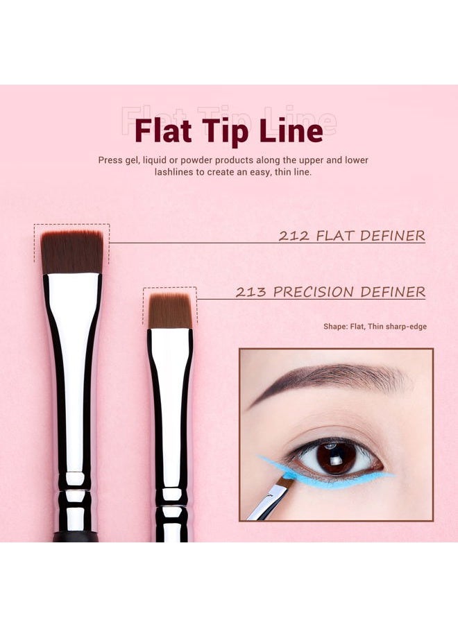 Jessup - Eyeliner Brush Set, Professional Eye Liner Makeup Brushes 11pcs, Angled Flat Definer Ultra Fine Bent Pencil Point Eyeliner Brushes for Precision Liner, T324 - Image 1