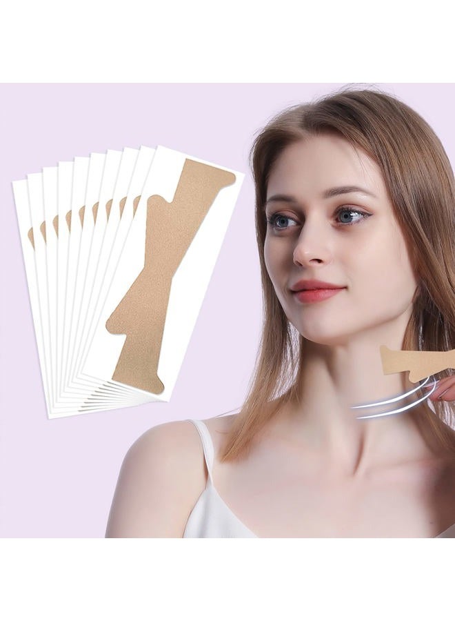 Neck Lifting Tapes, 10pcs Neck Wrinkle Bands Invisible Anti-Wrinkle Neck Lift Stickers for Instant Neck Skin Lifting (Comfy Skin Tone Fabric) - Image 1
