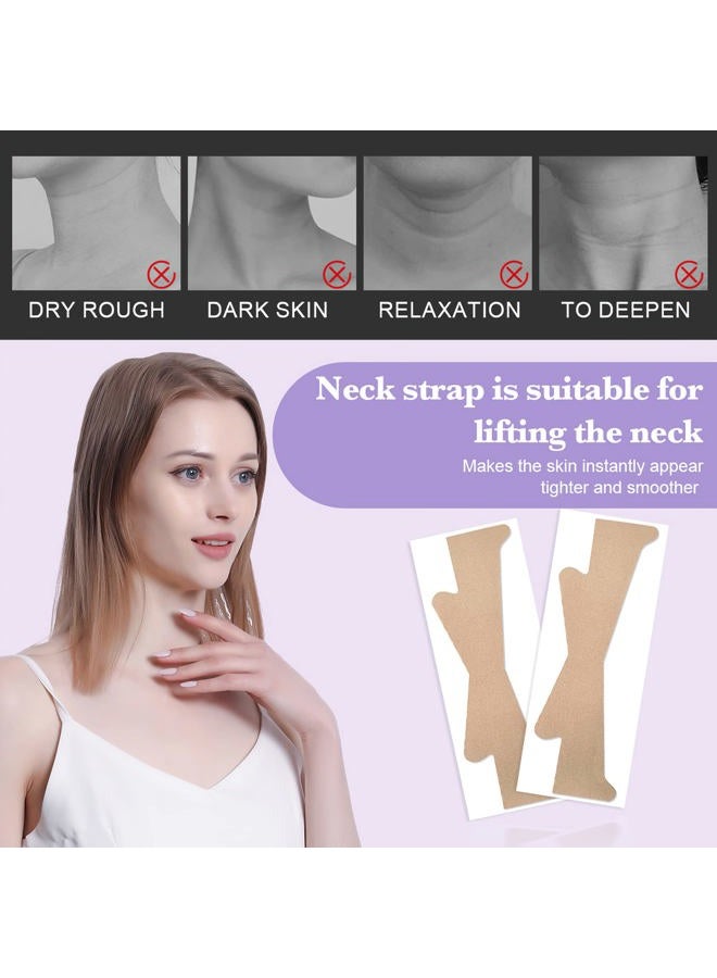 Neck Lifting Tapes, 10pcs Neck Wrinkle Bands Invisible Anti-Wrinkle Neck Lift Stickers for Instant Neck Skin Lifting (Comfy Skin Tone Fabric) - Image 3