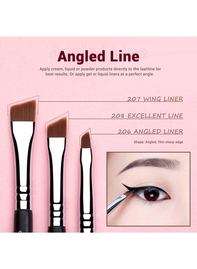 Jessup - Eyeliner Brush Set, Professional Eye Liner Makeup Brushes 11pcs, Angled Flat Definer Ultra Fine Bent Pencil Point Eyeliner Brushes for Precision Liner, T324 - Image 1