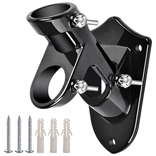 Haoridul Flag Pole Holder for Outside House, Heavy Duty Flag Pole Mounting Bracket, Aluminum Metal Flagpole Mount with Stainless Hardware for Outdoor, Rust Free, 1" Inner Diameter (Shiny Black-1Pack) - Image 1