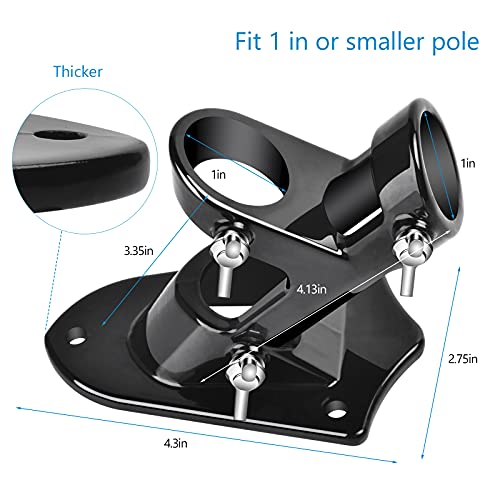 Haoridul Flag Pole Holder for Outside House, Heavy Duty Flag Pole Mounting Bracket, Aluminum Metal Flagpole Mount with Stainless Hardware for Outdoor, Rust Free, 1" Inner Diameter (Shiny Black-1Pack) - Image 4