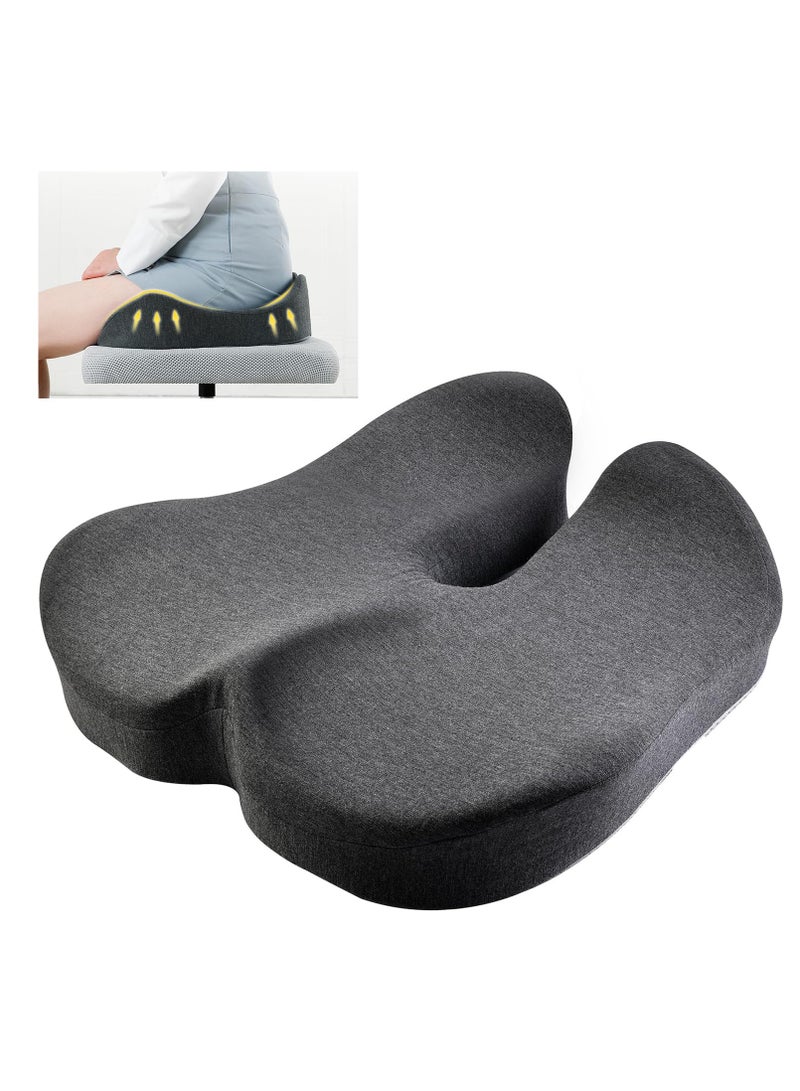 TYCOM Seat Cushion for Office Chair Tailbone Pressure Relief Cushion Lower Back Sciatica Pain Relief Pillow Memory Foam Chair Cushions for Desk Chairs Car Seats Dark Grey. - Image 1