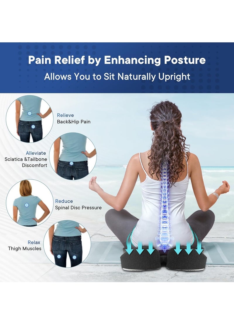 TYCOM Seat Cushion for Office Chair Tailbone Pressure Relief Cushion Lower Back Sciatica Pain Relief Pillow Memory Foam Chair Cushions for Desk Chairs Car Seats Dark Grey. - Image 3