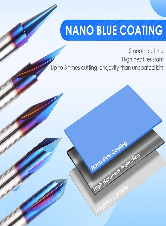 HQMaster 5PCS CNC Wood Carving Router Bits Set, 1/4'' Shank, 15° Detail Carving Liner+ 20° Profile bit+30°+60°+ 90° V Groove Router Bit Set - Image 5