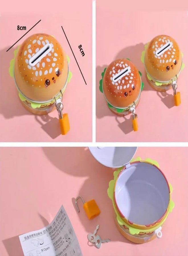 SQUICKLE Cute Cartoon Creative Portable Piggy Bank | Money Saving Box with Combination Lock | Mini Coin Bank Gifts for Boys and Girls, Best Return Gifts for Kids (Pack of 1) (Burger) - Image 4